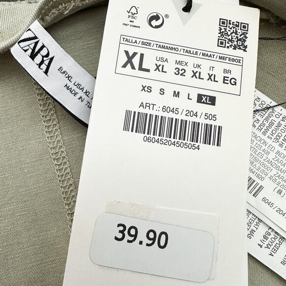 Zara Multi Cuts Khaki Green Denim Crop Top NWT Size XL Bodying Denim Collection - Picture 6 of 9